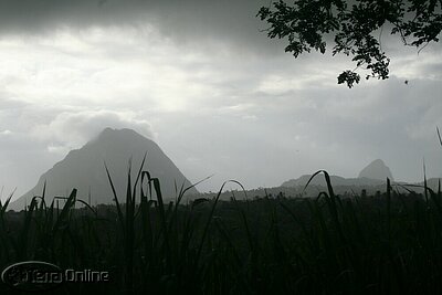 Pitons on an overcast day