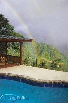 Swimming pool with rainbow