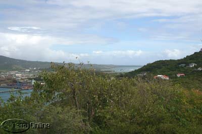 Caribbean sea ( left), Atlantic ocean (right to horizon)
