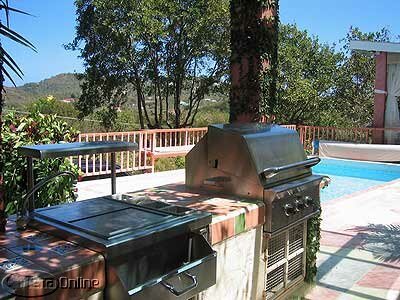 Outdoor grill & pool area